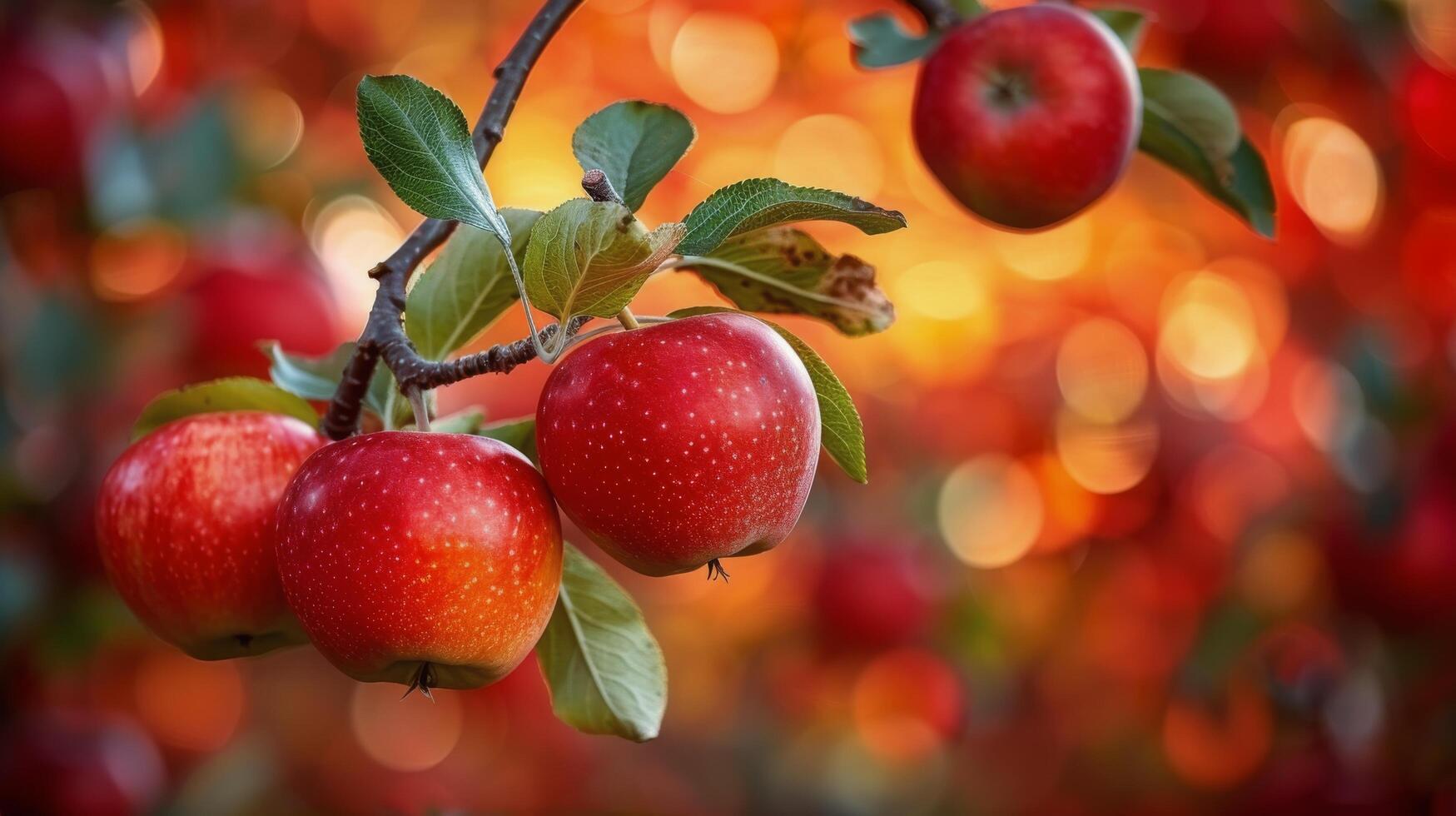 ai généré fermer de Pomme arbre avec pommes photo