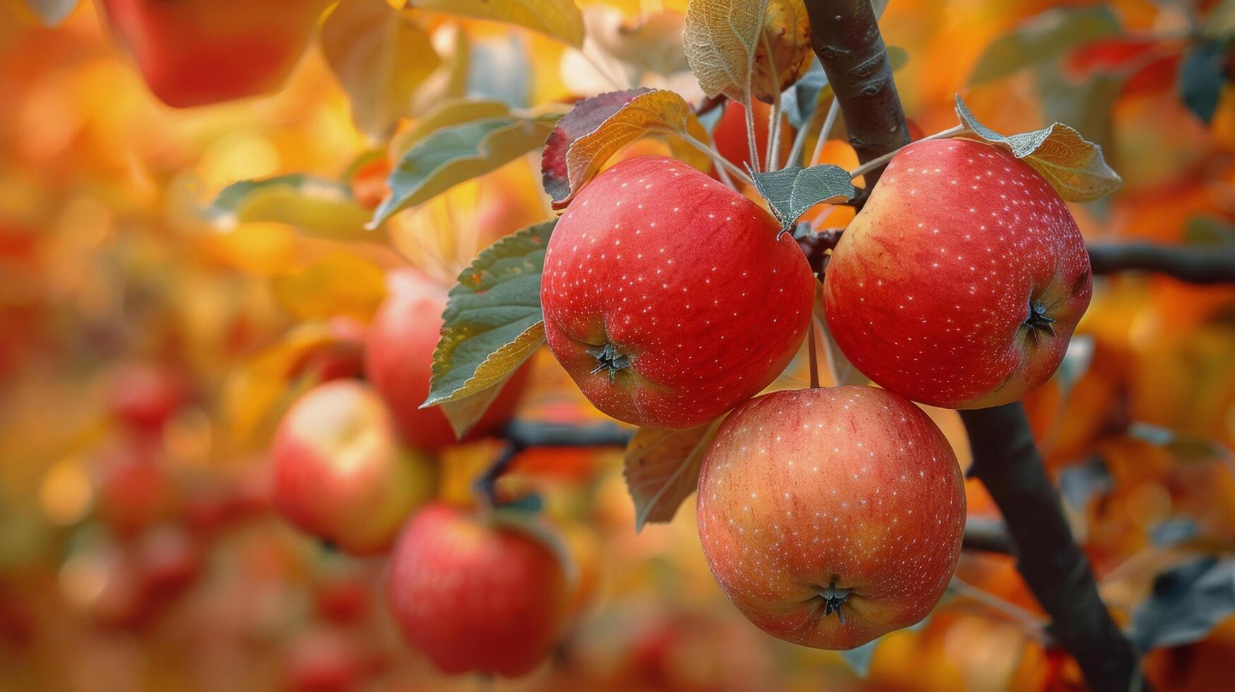 ai généré fermer de Pomme arbre avec pommes photo