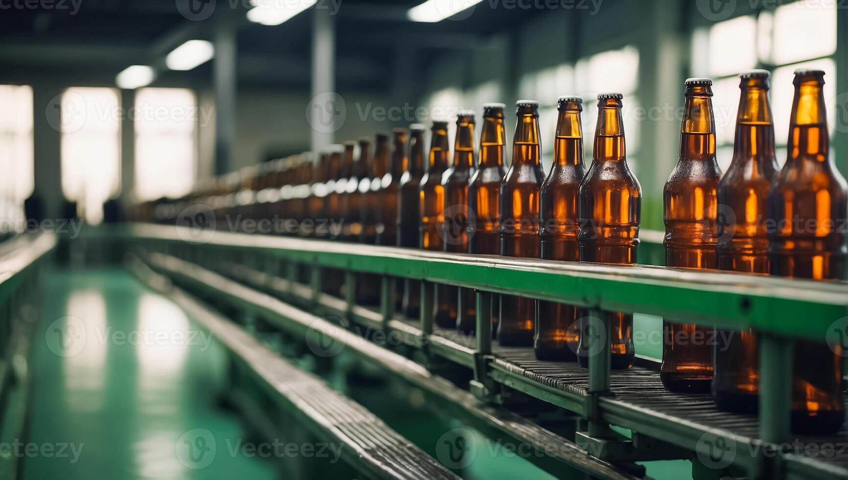 ai généré le fer canettes avec les boissons sur une convoyeur ceinture photo