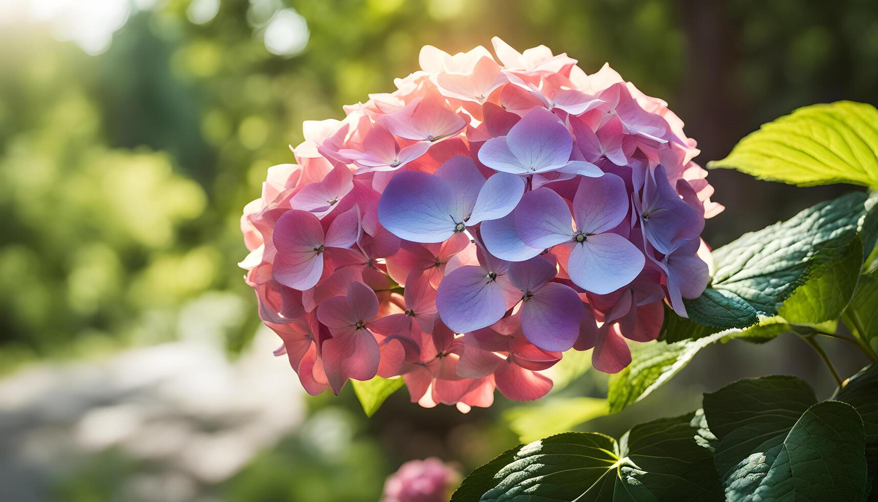 ai généré une rose fleur est dans le lumière du soleil avec vert feuilles photo