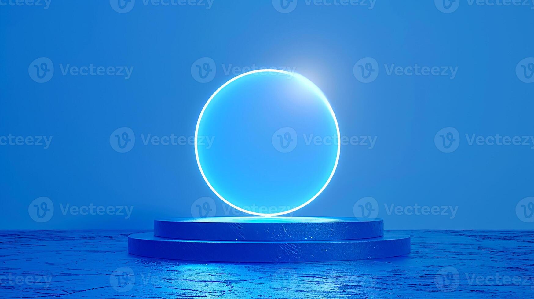 ai généré une bleu embrasé sphère sur une piédestal photo