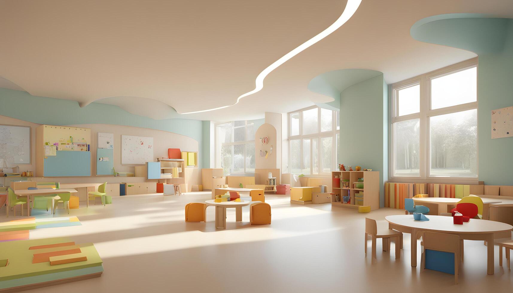 ai généré une enfant salle de jeux avec coloré meubles photo