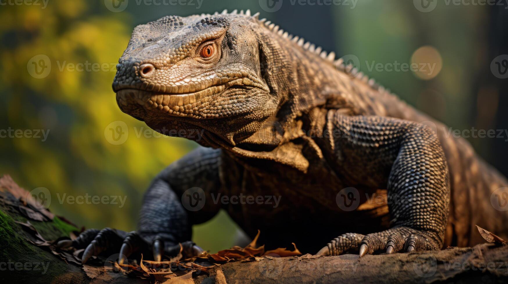 ai généré Komodo dragon dans Naturel habitat photo