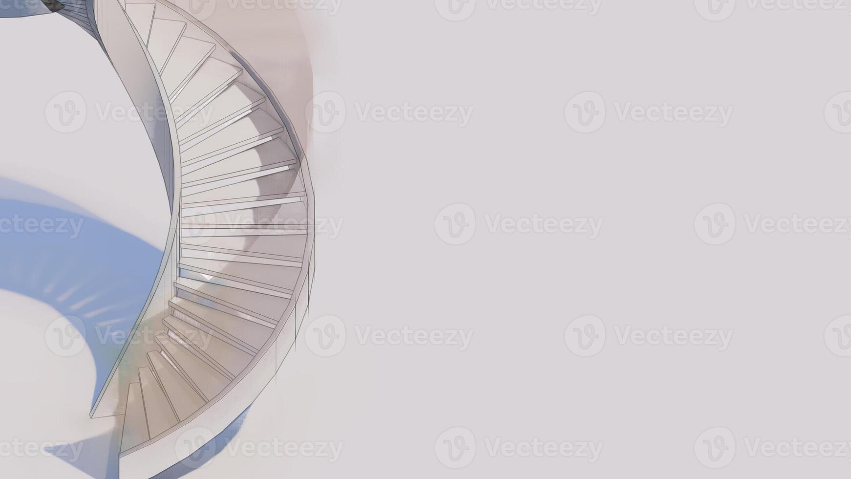 aquarelle style esquisser de une spirale escalier avec copie espace photo