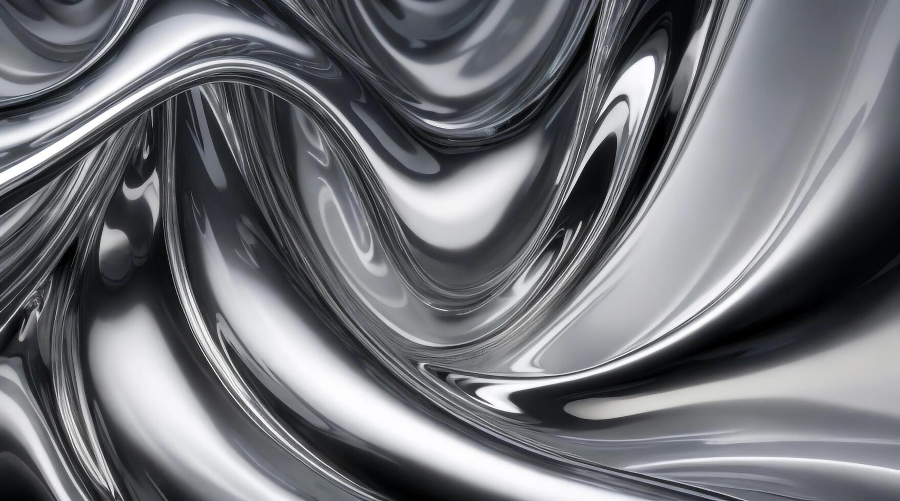 ai généré chrome brillant abstrait métallique acier liquide brillant fluide mèche futuriste Contexte texture conception photo