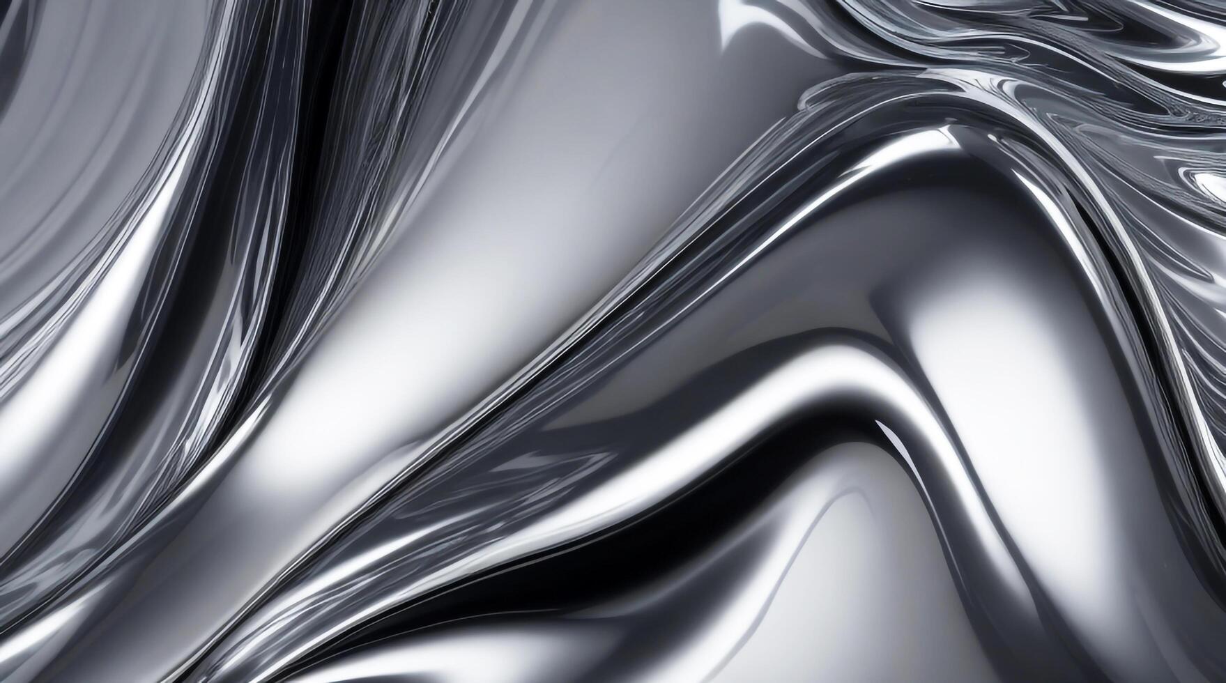 ai généré chrome brillant abstrait métallique acier liquide brillant fluide mèche futuriste Contexte texture conception photo
