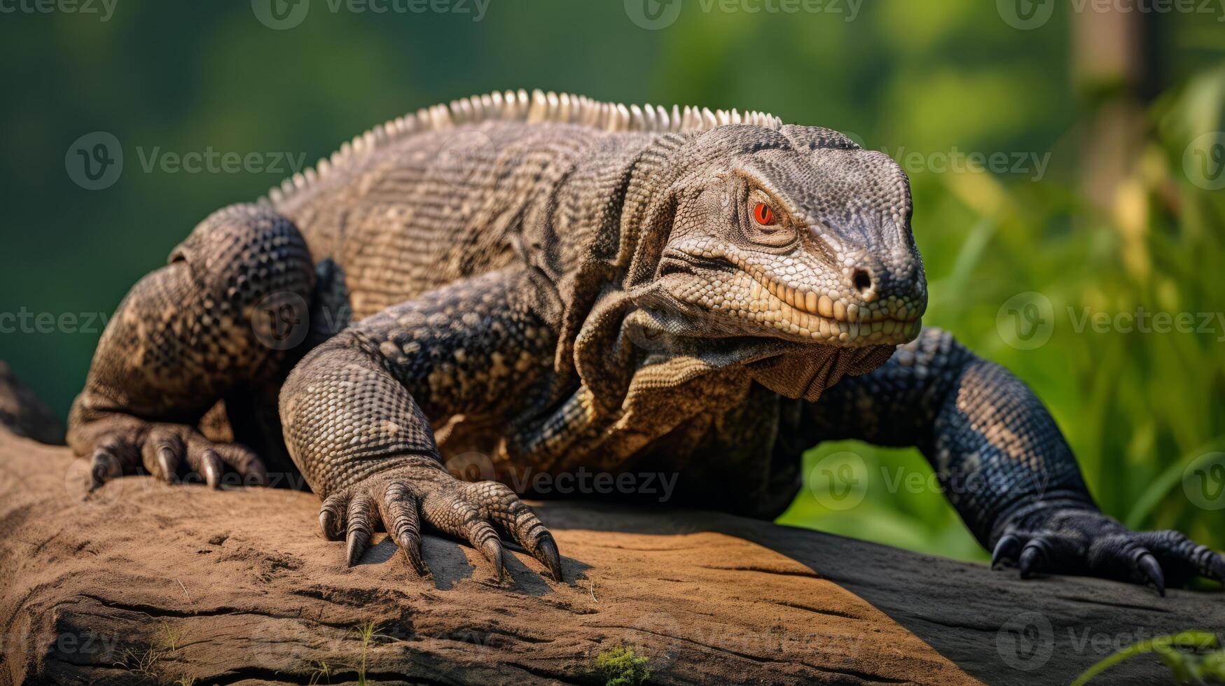 ai généré Komodo dragon dans Naturel habitat photo