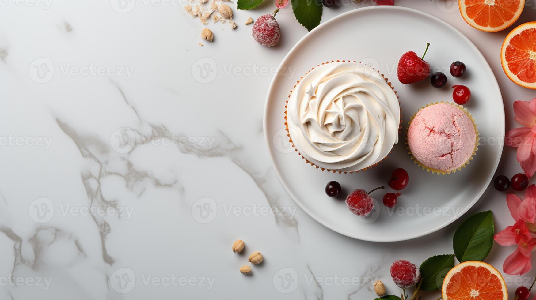 ai généré blanc crème gâteau sucré fête casse-croûte photo