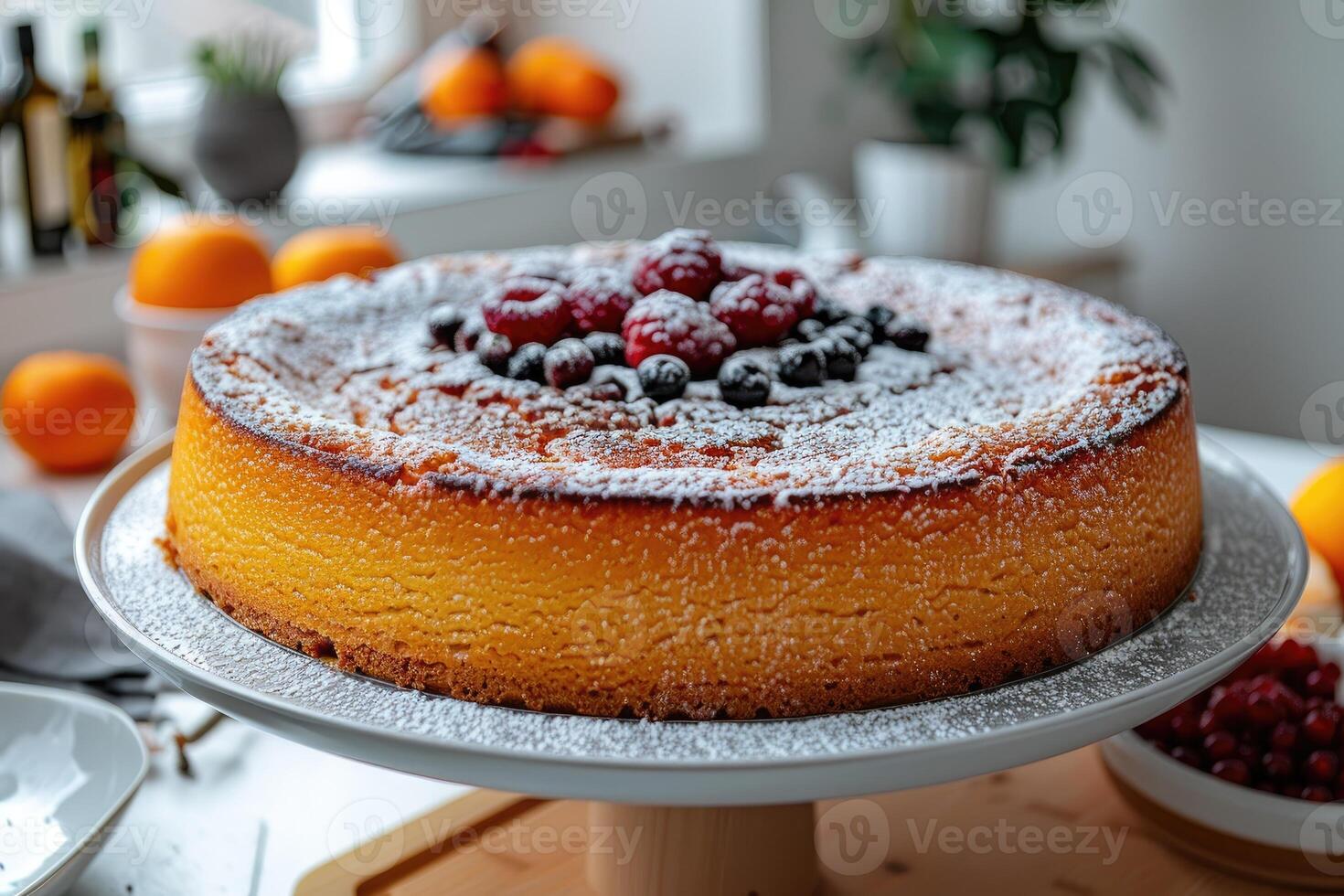 ai généré Frais Tarte est servi à le cuisine table professionnel La publicité nourriture la photographie photo