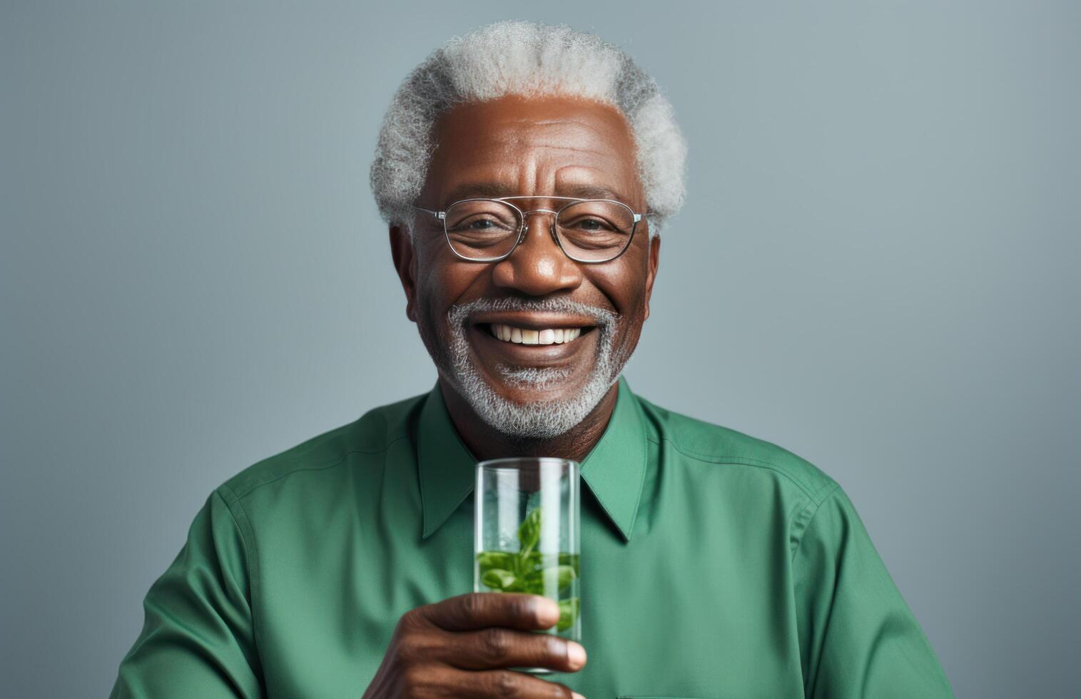 ai généré Sénior homme contemplant avec l'eau photo