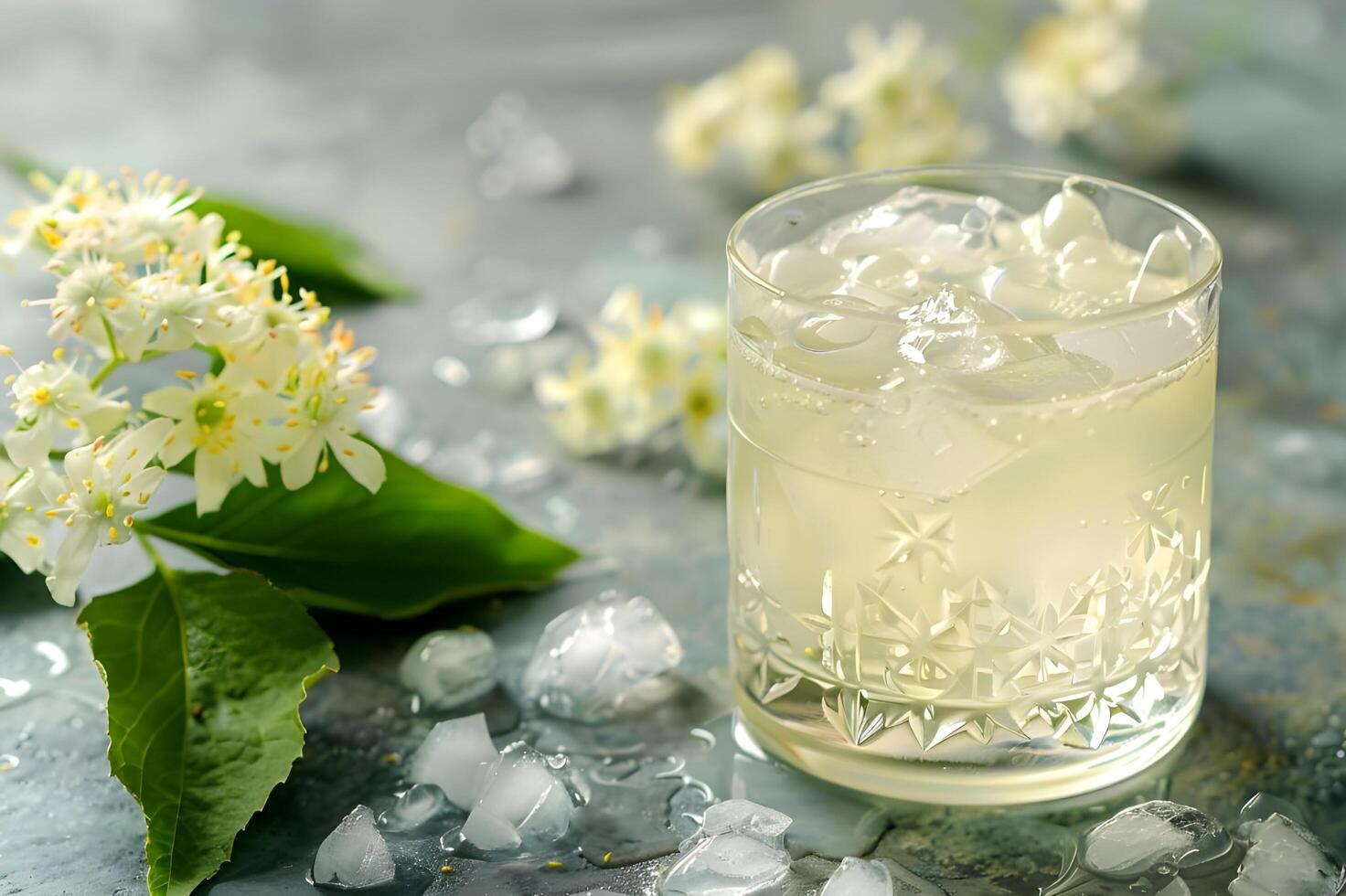 ai généré fait maison fleur de sureau limonade avec la glace photo