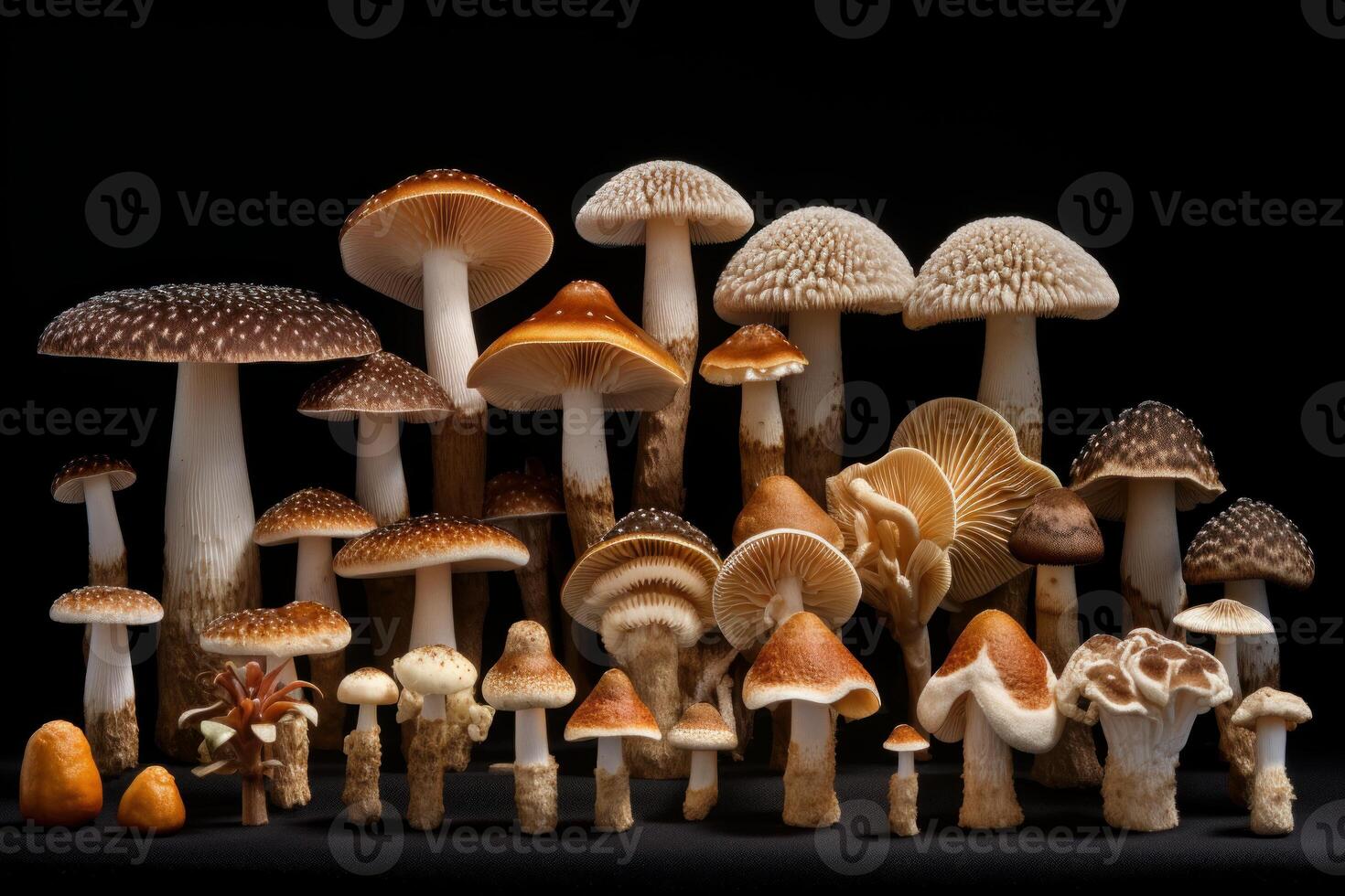 ai généré terreux champignon différent illustration. produire ai photo