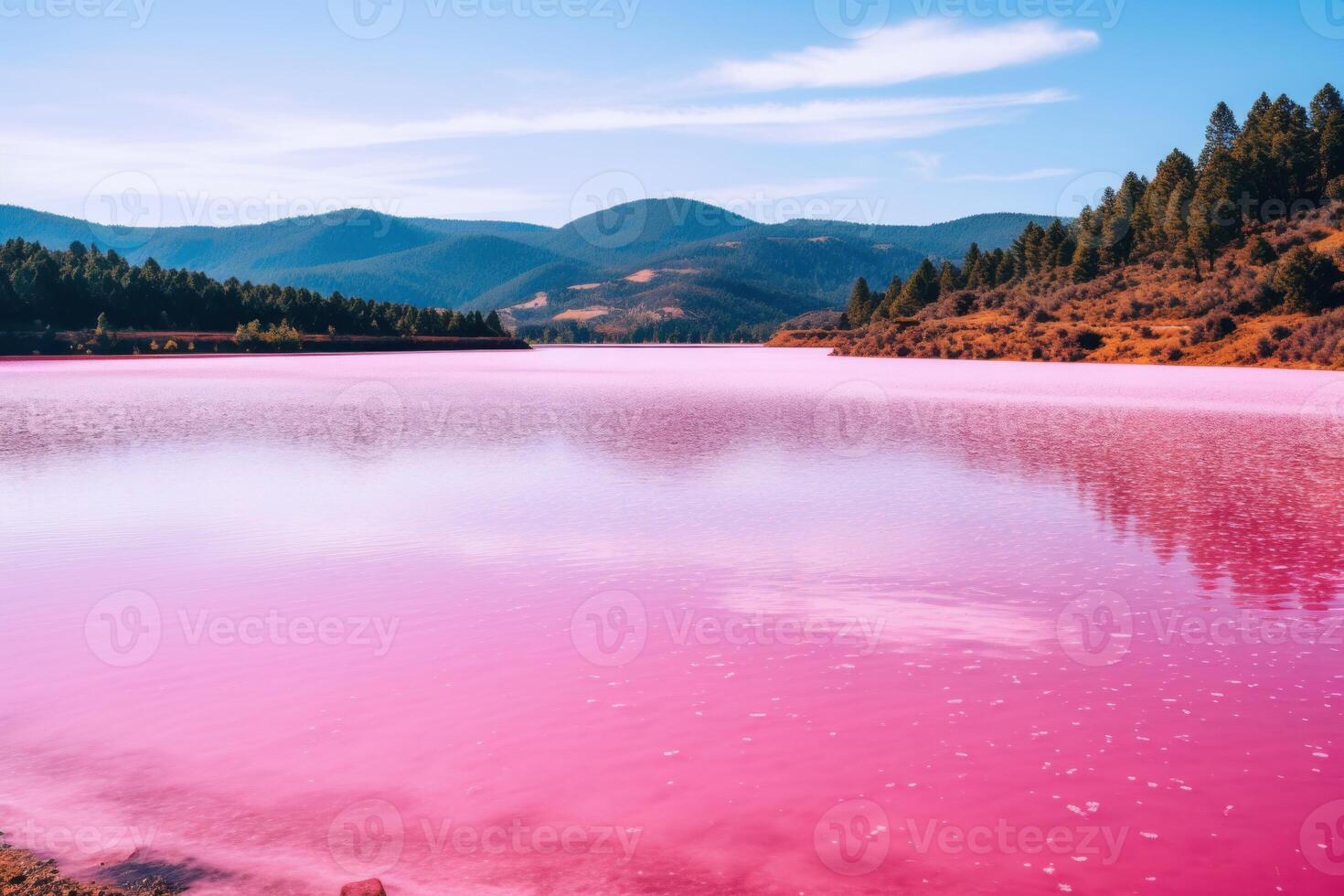 ai généré majestueux rose Lac voir. produire ai photo