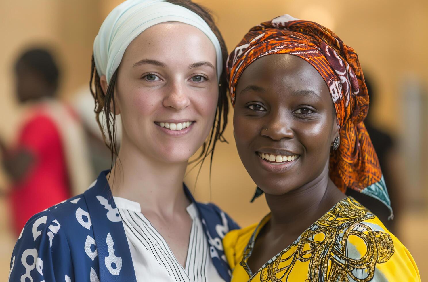 ai généré deux femmes souriant ensemble photo