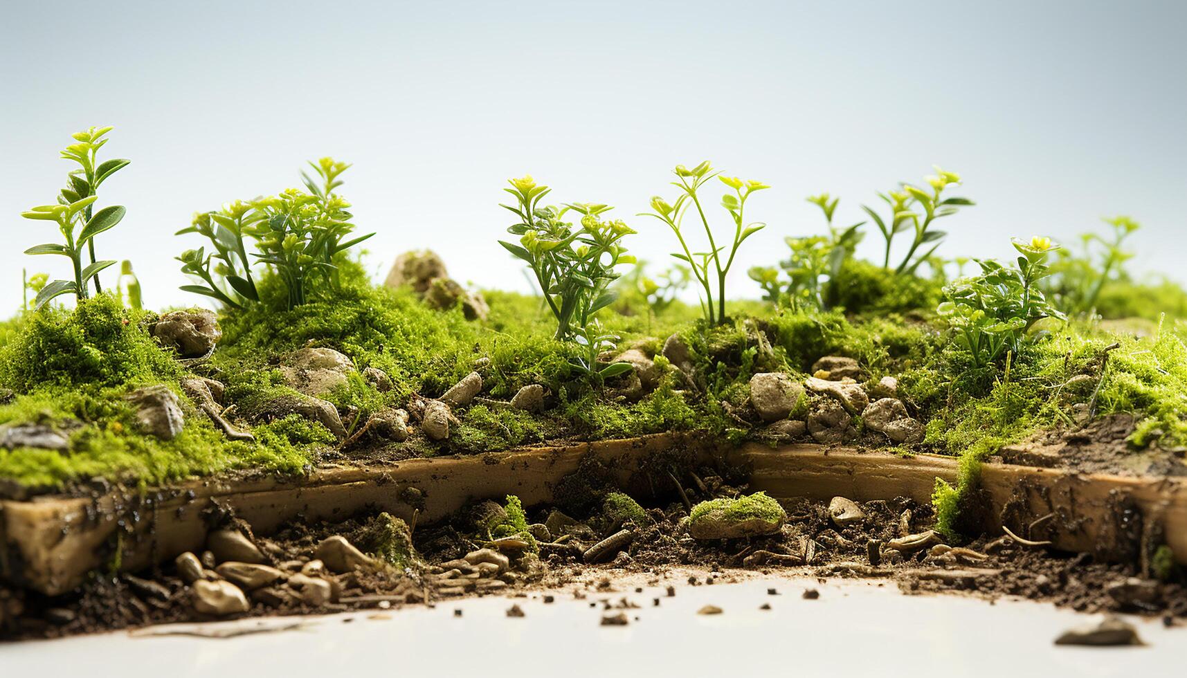 ai généré Frais vert plante croissance dans nature, en plein air, proche en haut généré par ai photo