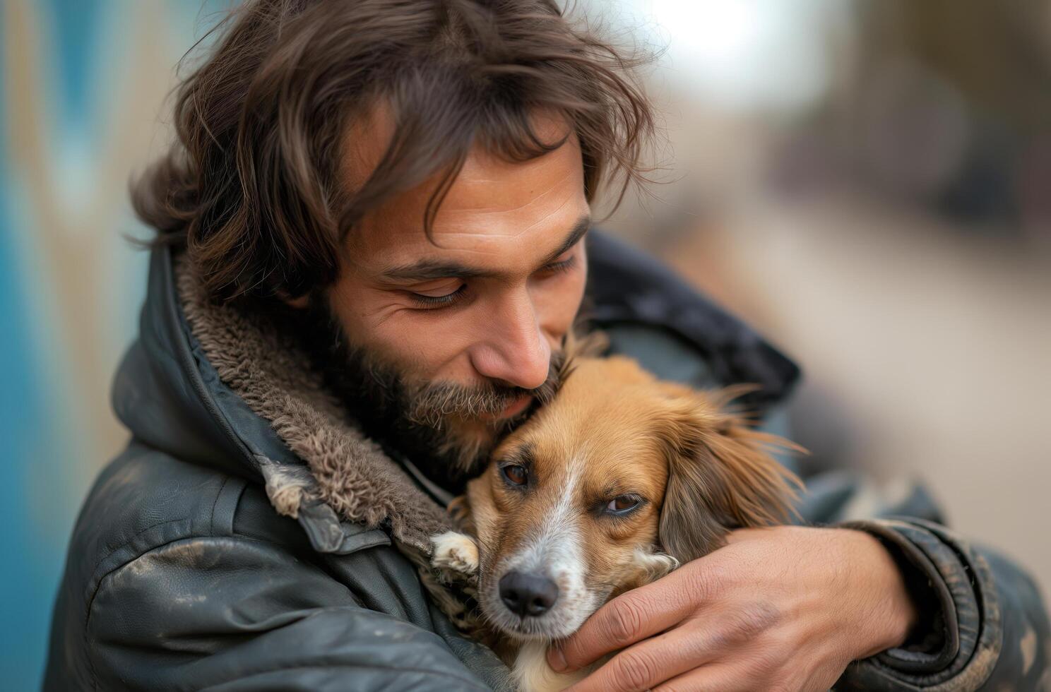 ai généré compatissant sur ville des rues photo