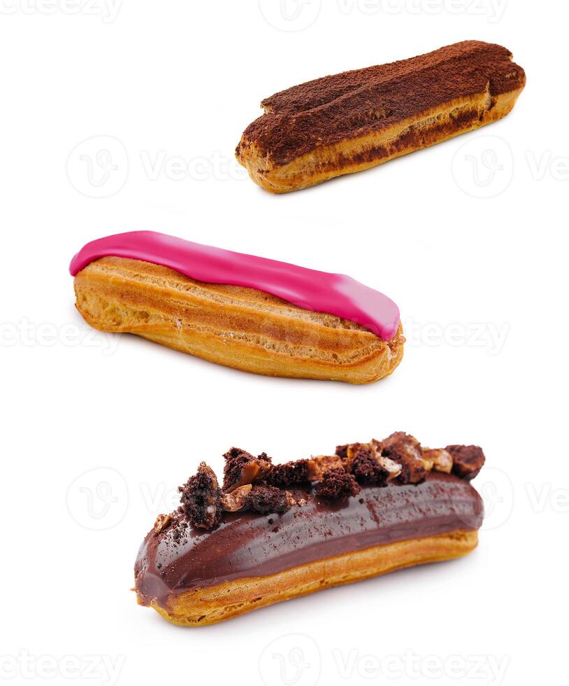 différent les types de français éclairs sur une blanc Contexte photo