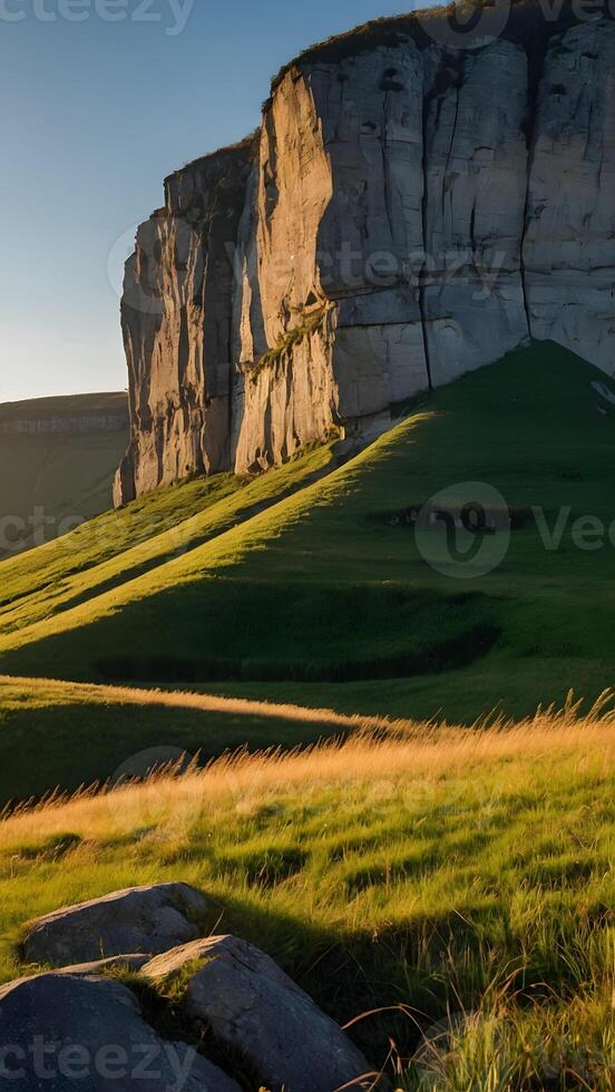 ai généré épique escarpements raide falaise visages sculpté par la nature photo