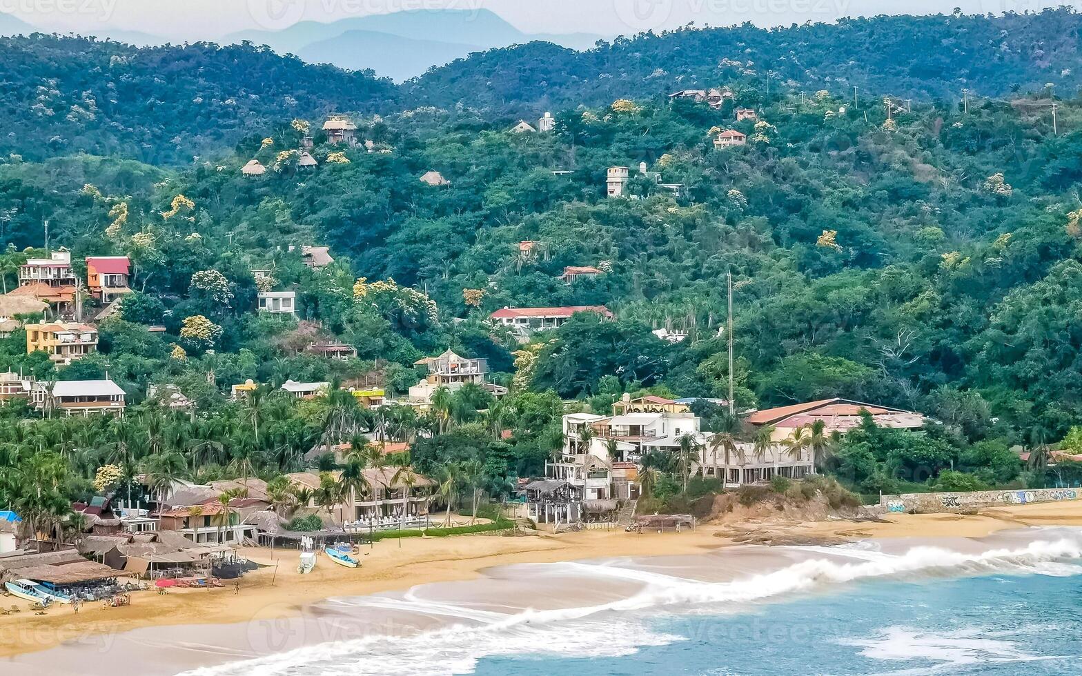 punta cometa playa mazunte le coucher du soleil plage panorama vue mazunte Mexique. photo