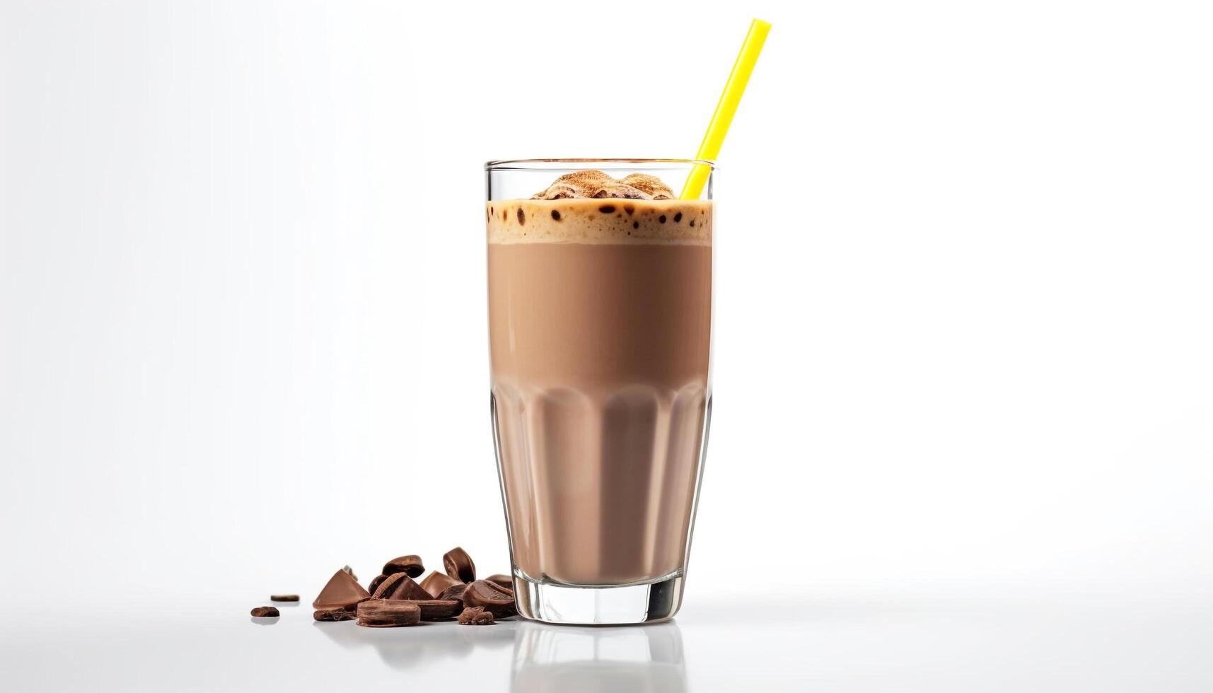 ai généré fraîcheur dans une verre Chocolat Milk-shake, café, fouetté crème généré par ai photo