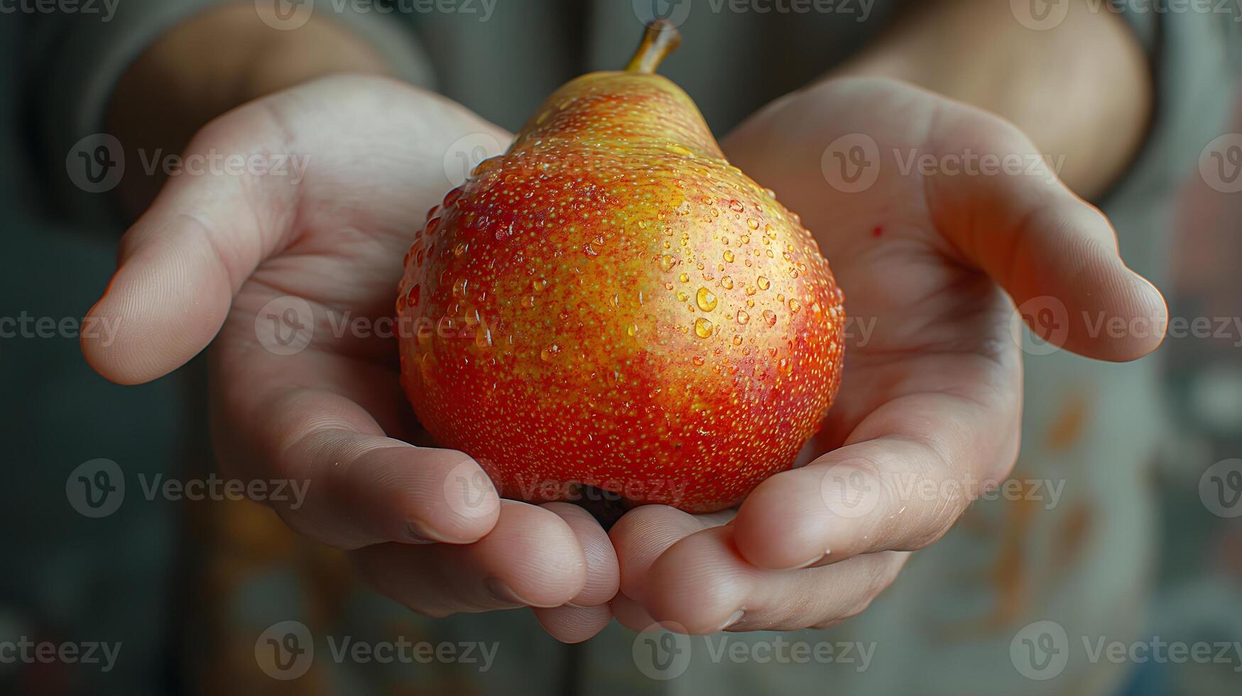 ai généré en portant Frais biologique poire fruit photo