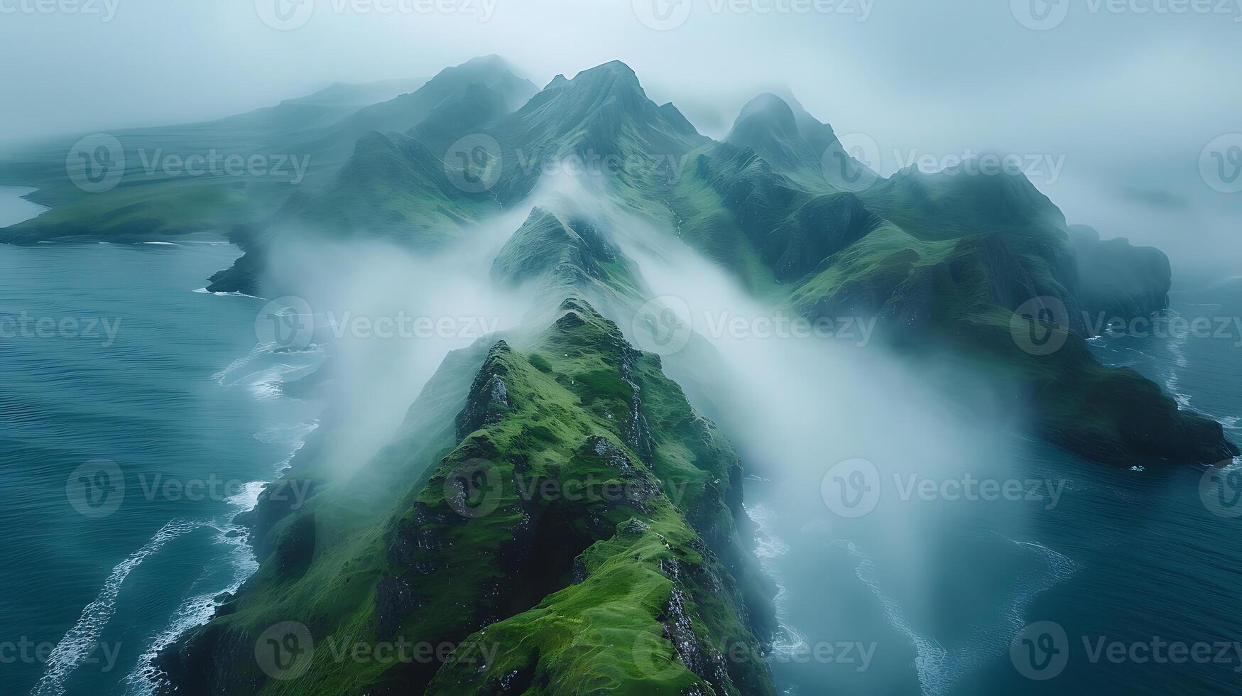 ai généré magnifique Naturel Montagne drone vue paysage photo
