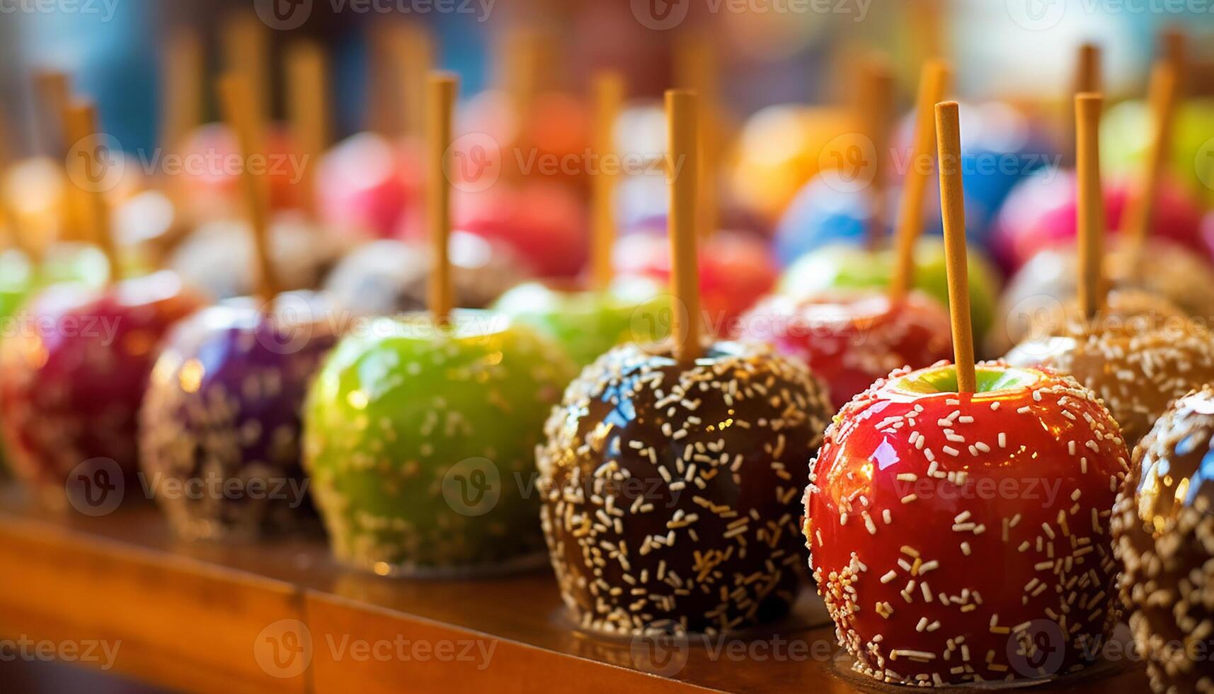 ai généré une coloré buffet de sucré traite bonbons, gâteau saute, et sucettes généré par ai photo