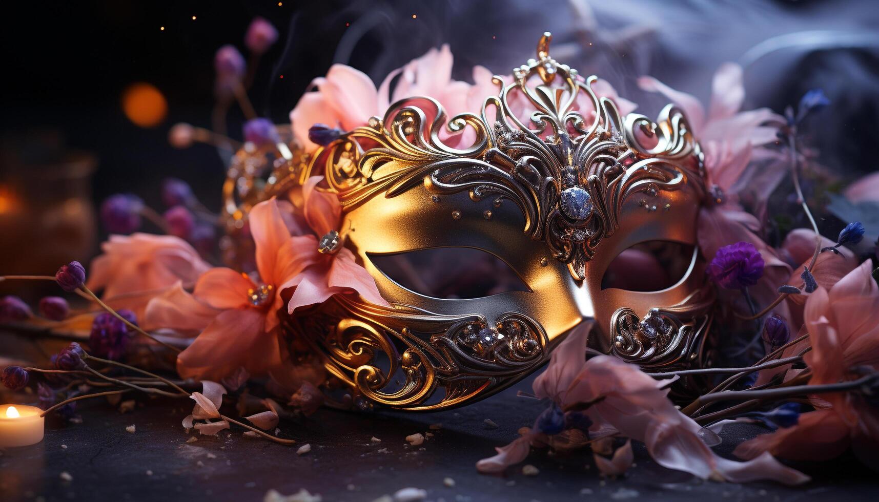 ai généré une de fête fête de tradition et mystère, masques et costumes généré par ai photo