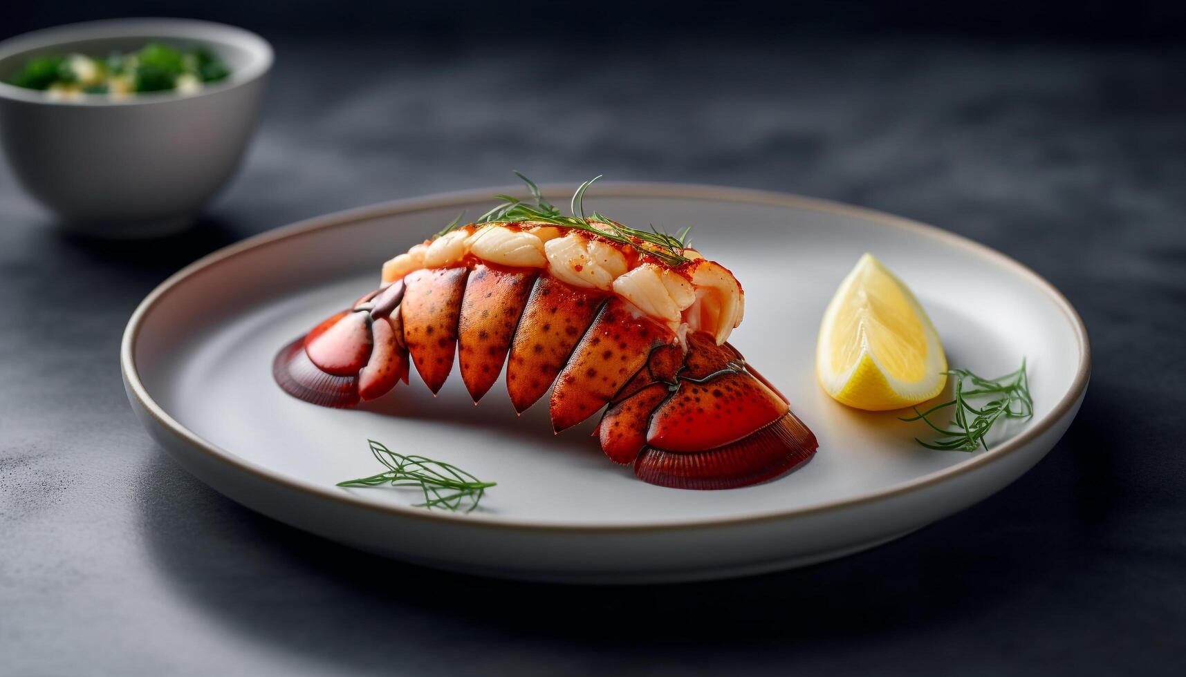 ai généré Frais Fruit de mer assiette grillé crevette, en bonne santé salade, et citron tranche généré par ai photo