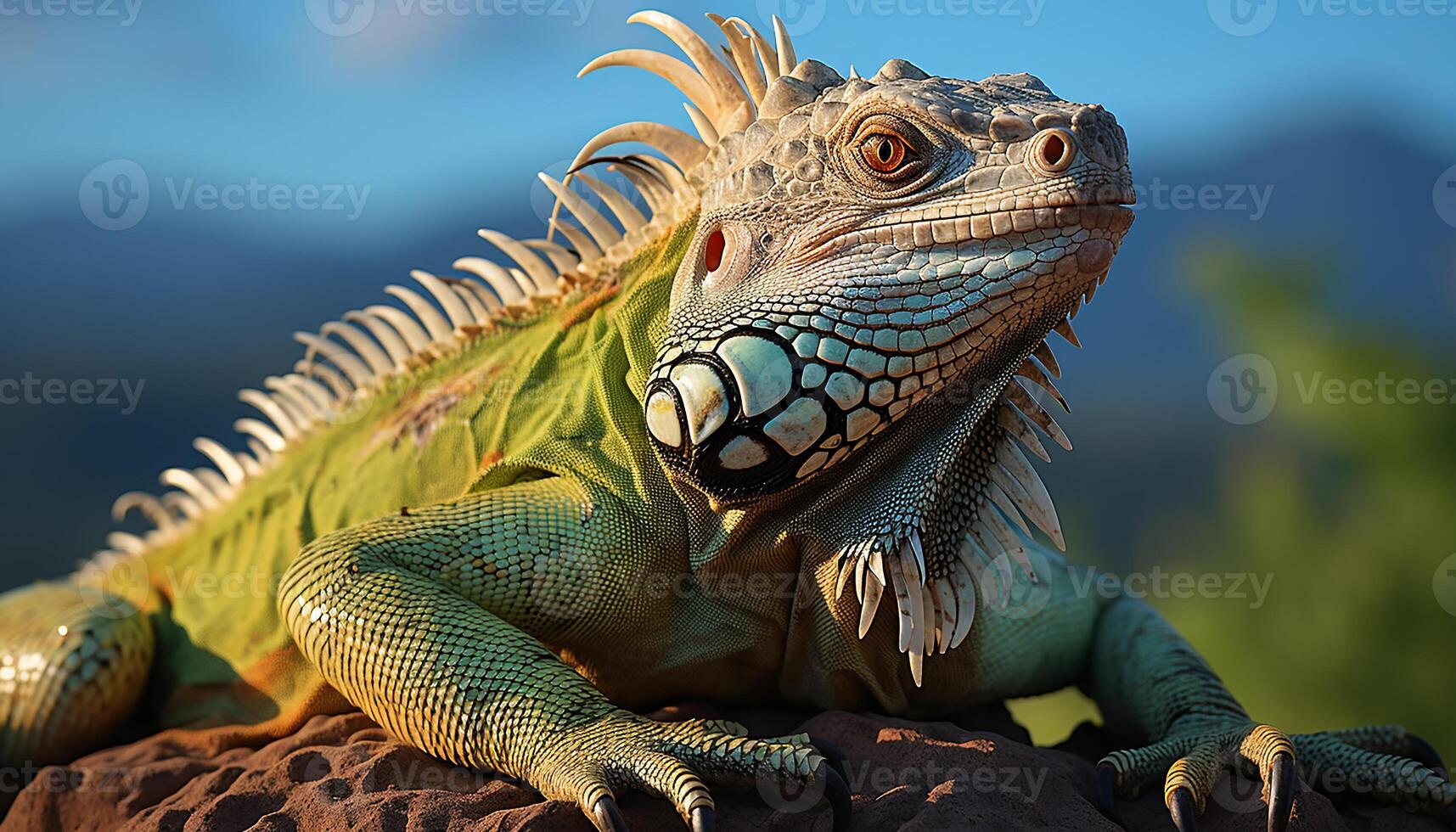 ai généré majestueux dragon lézard dans tropical forêt tropicale, à la recherche mignonne et effrayant généré par ai photo