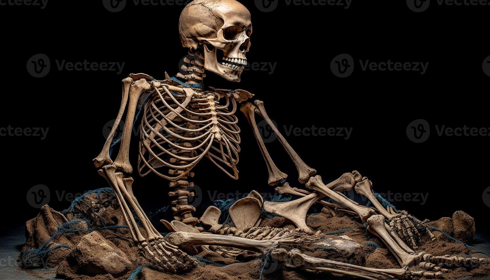 ai généré Humain squelette anatomie science, décès, crâne, os, médicament généré par ai photo