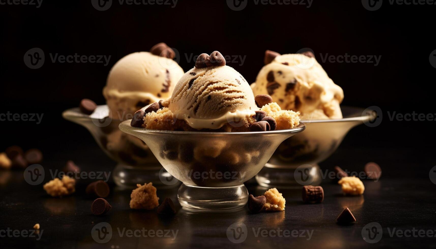 ai généré indulgent Chocolat la glace crème Balle sur en bois assiette généré par ai photo