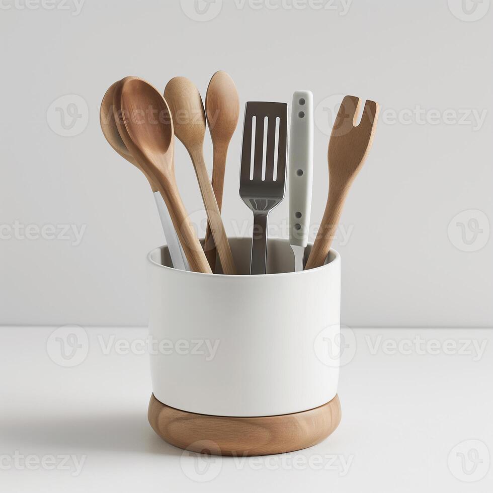 ai généré afficher une de base supporter pour ustensiles de cuisine. minimal. ai généré. photo