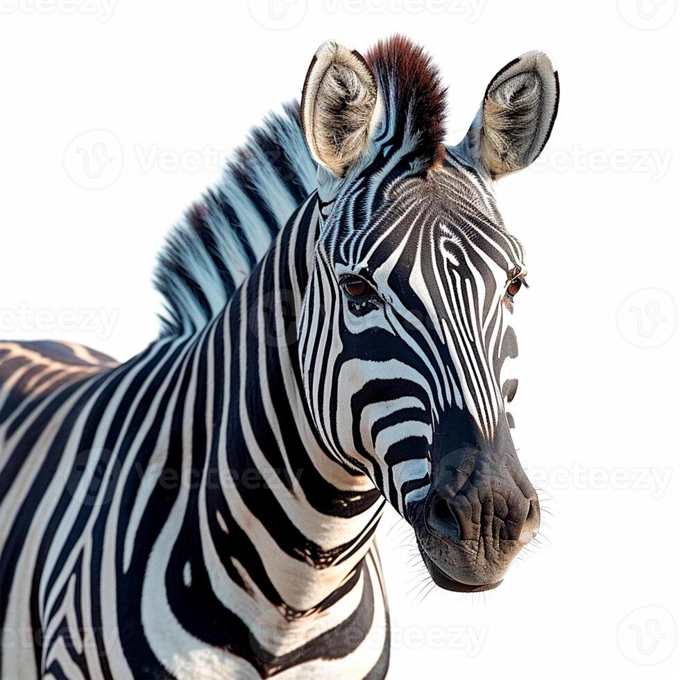 ai généré zoo, zèbre sur blanc isolé Contexte - ai généré image photo