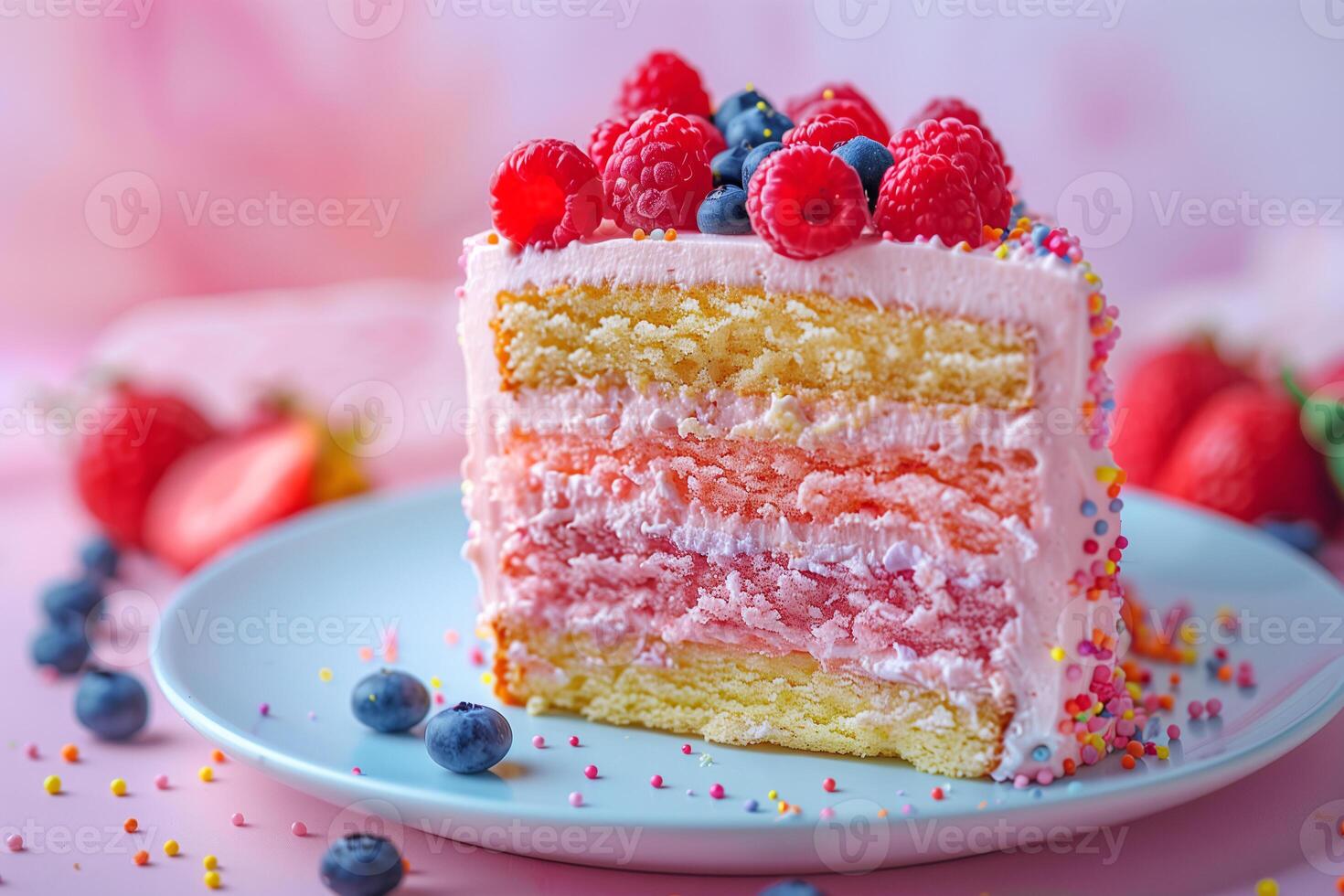 ai généré fantaisie arc en ciel crème gâteau sur pastel Contexte photo