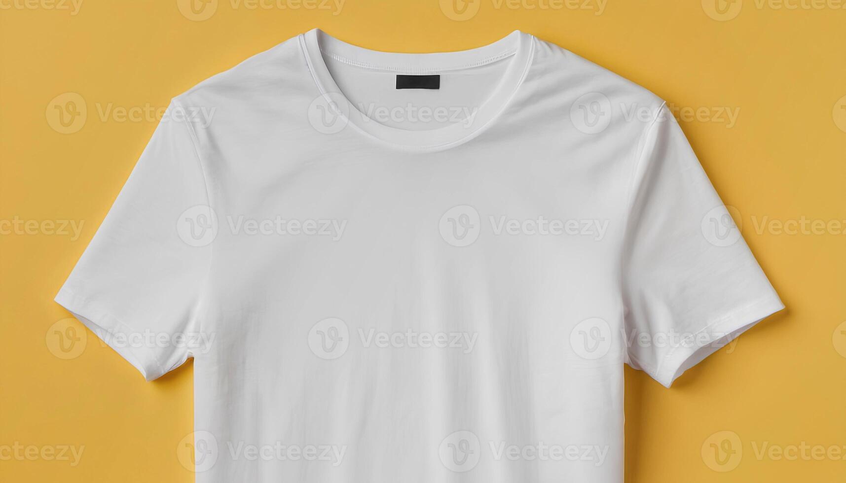 ai généré plaine blanc T-shirt maquette isolé sur doux Jaune Contexte photo