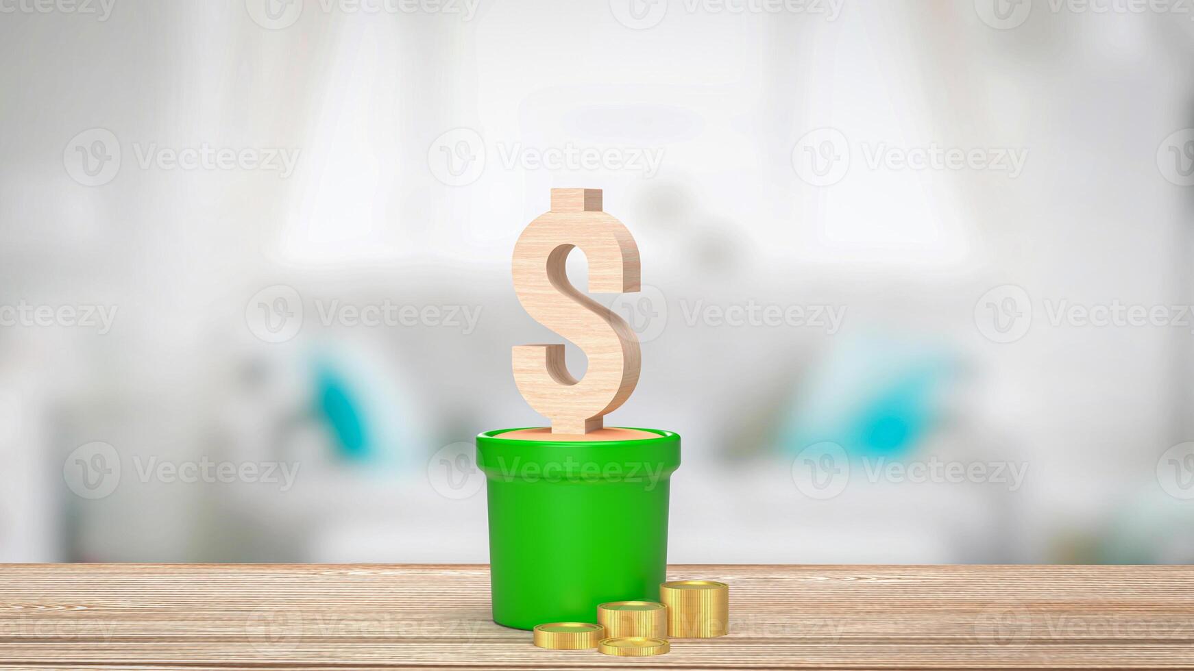 le dollar icône dans plante pour affaires concept 3d le rendu. photo