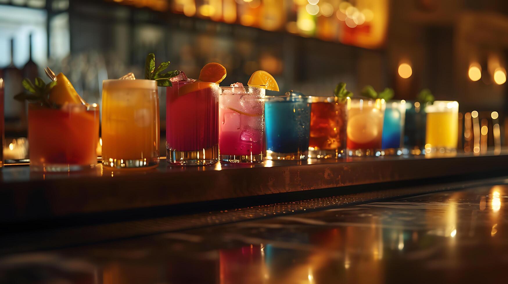 ai généré vibrant des cocktails prendre centre étape dans bar ambiance coup photo