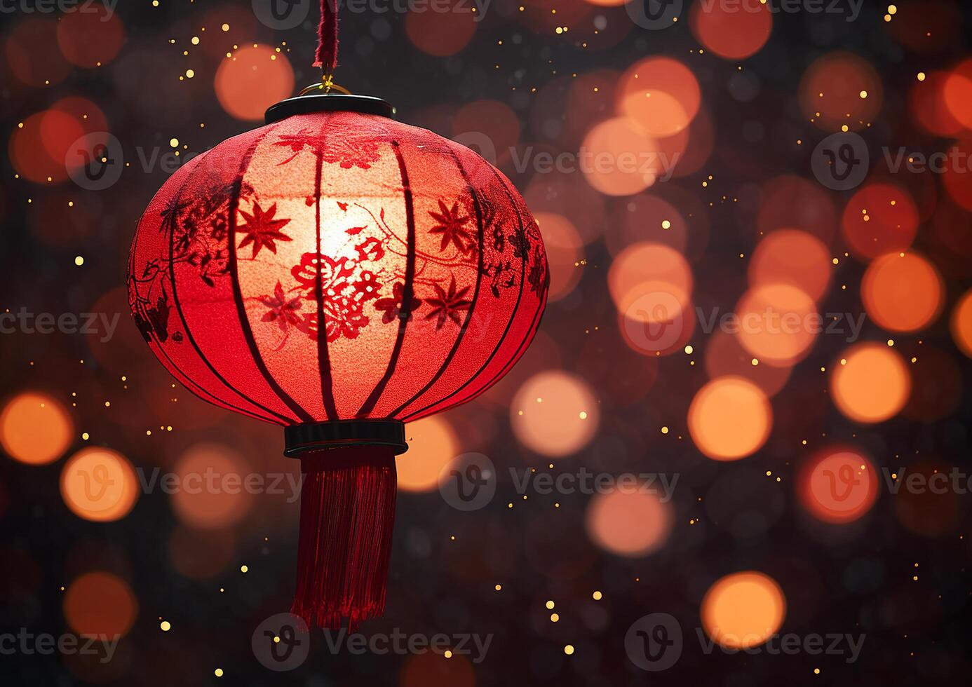 ai généré embrasé lanternes éclairer le nuit, célébrer chinois culture généré par ai photo