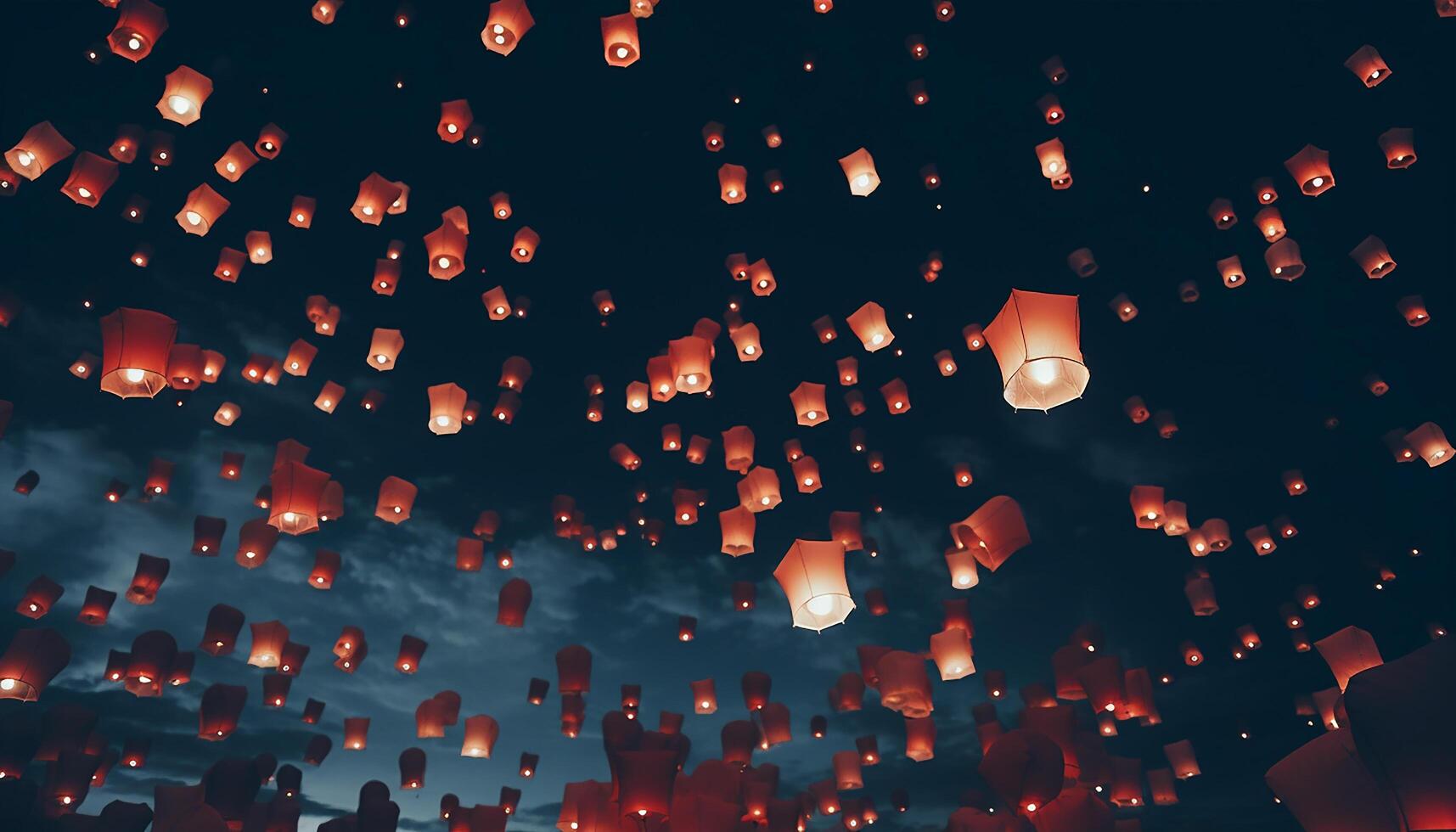 ai généré fête de des cultures lanternes enflammer, embrasé dans vibrant, multi coloré nuit généré par ai photo