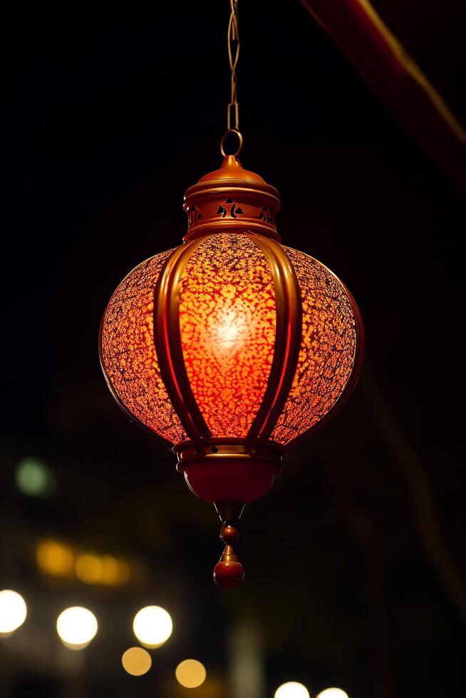 ai généré embrasé lanterne illumine nuit, symbolisant spiritualité et fête généré par ai photo