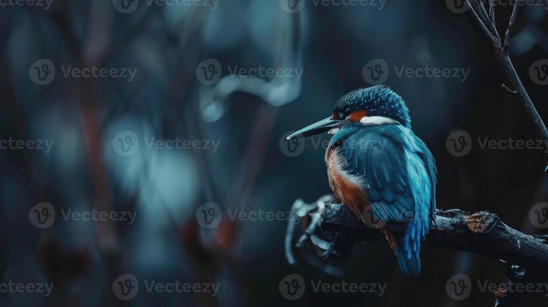 ai généré une martin-pêcheur oiseau majestueusement perché sur une bifurquer, une étourdissant afficher de la nature élégance, ai généré. photo