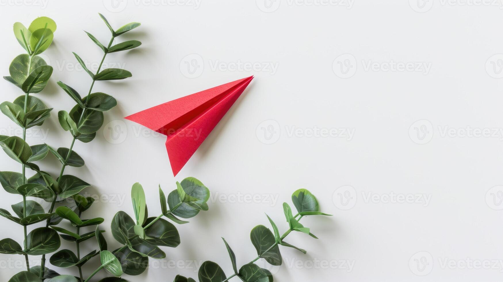 ai généré naviguer affaires stratégie avec une rouge papier avion sur une nettoyer blanc toile de fond. ai généré. photo