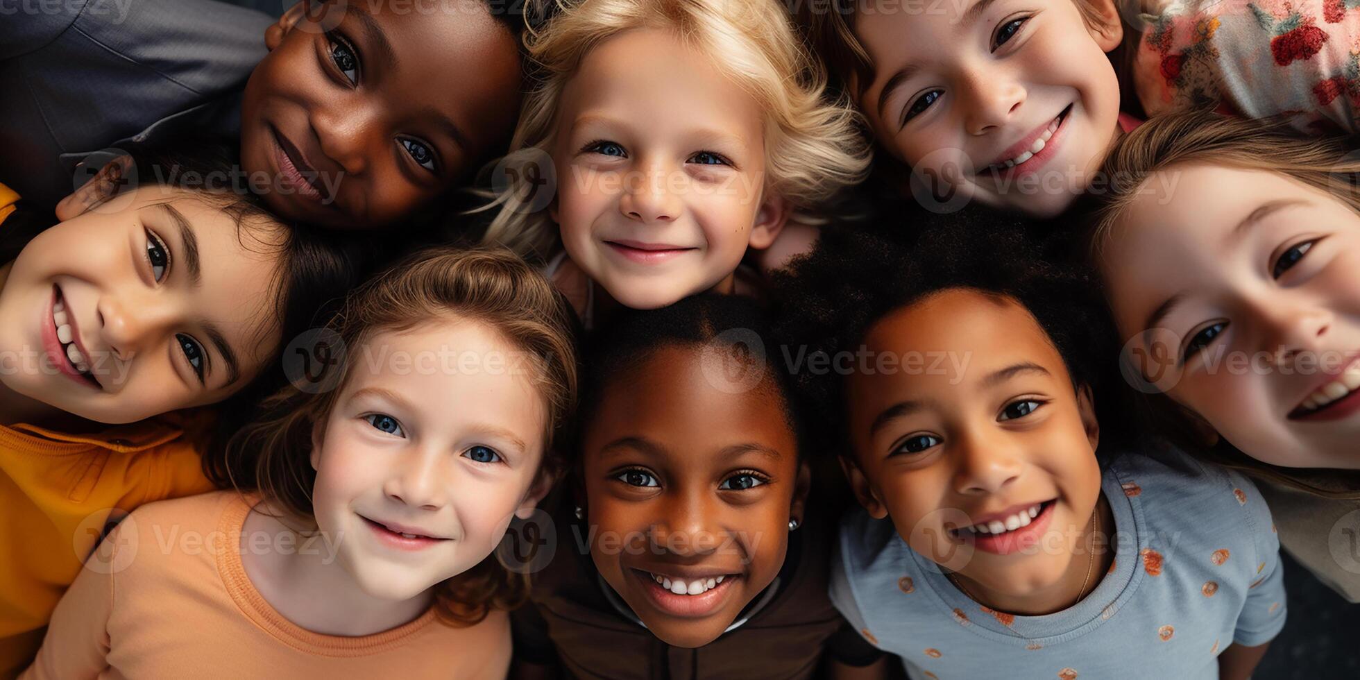 ai généré une groupe de les enfants de primaire école âge de différent nationalités. multiculturel amitié, international éducation photo