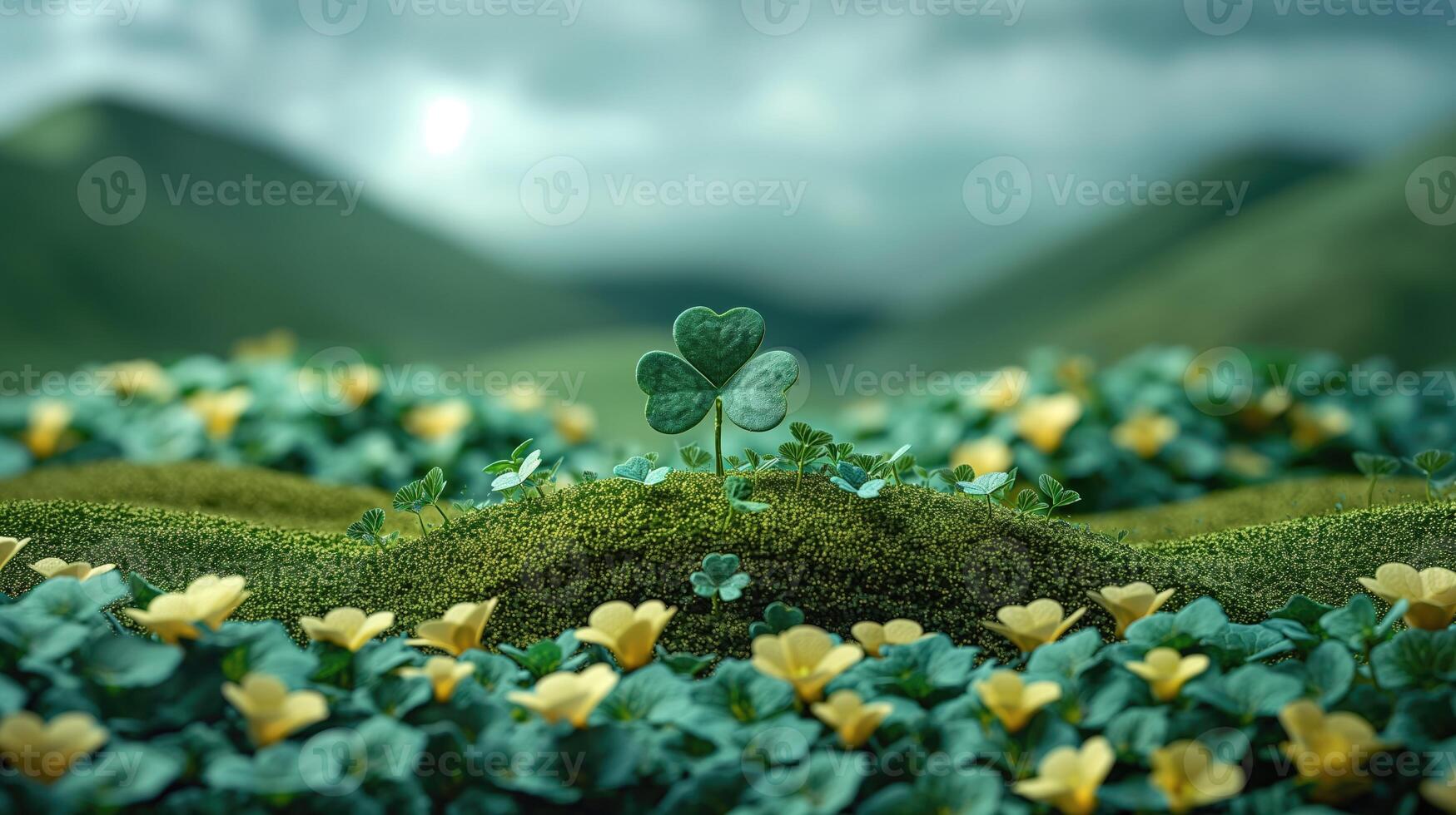 ai généré st. patrick's journée Contexte avec trèfle et vert mousse. photo