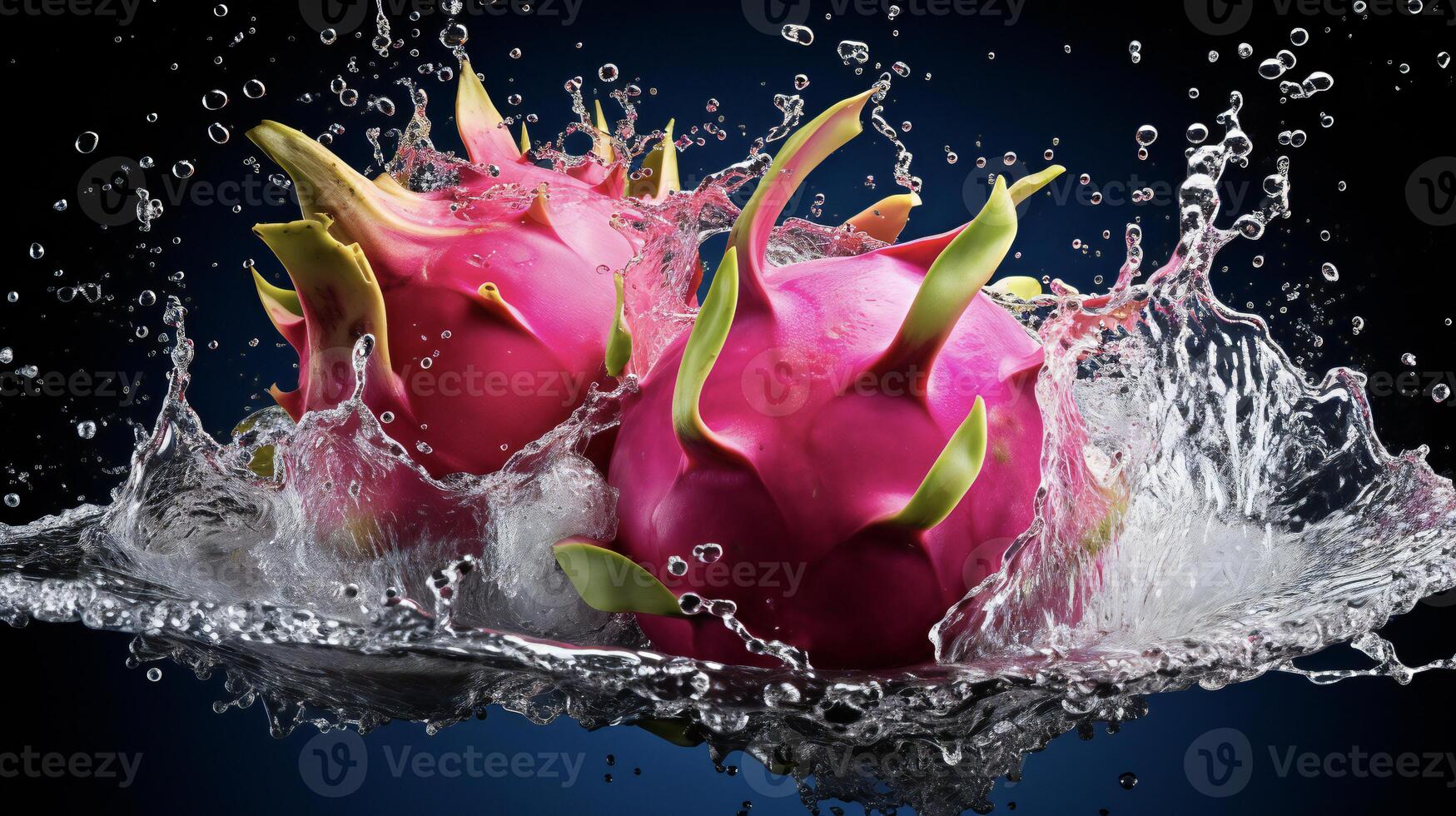 ai généré une dragon fruit est éclabousser l'eau photo