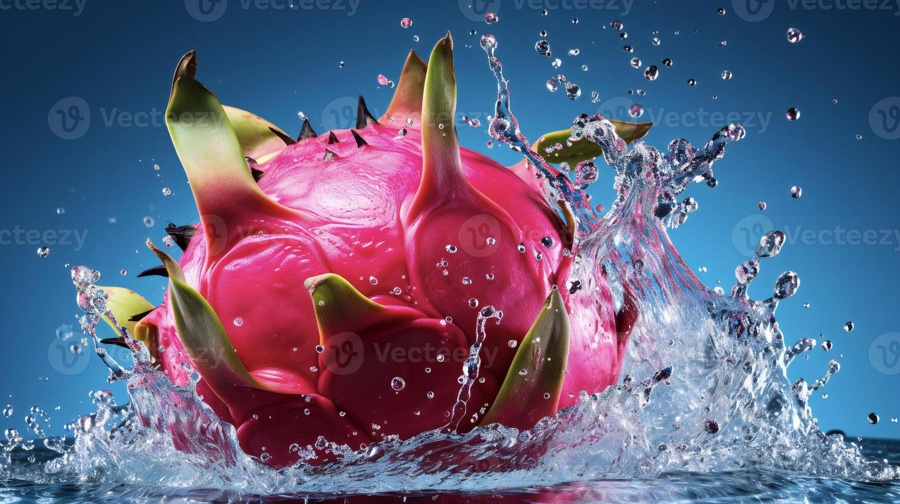 ai généré une dragon fruit est éclabousser l'eau photo