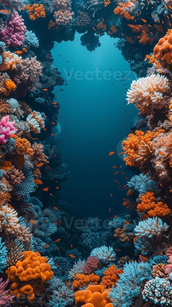 ai généré coloré corail récif sous-marin coup photo