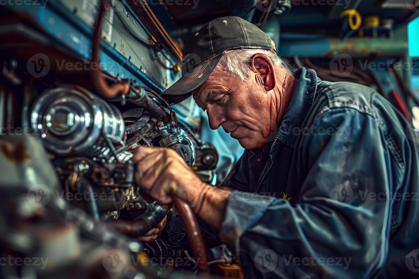 ai généré une bateau dépanneur fixation une bateau moteur mettant en valeur Marin réparation compétences photo