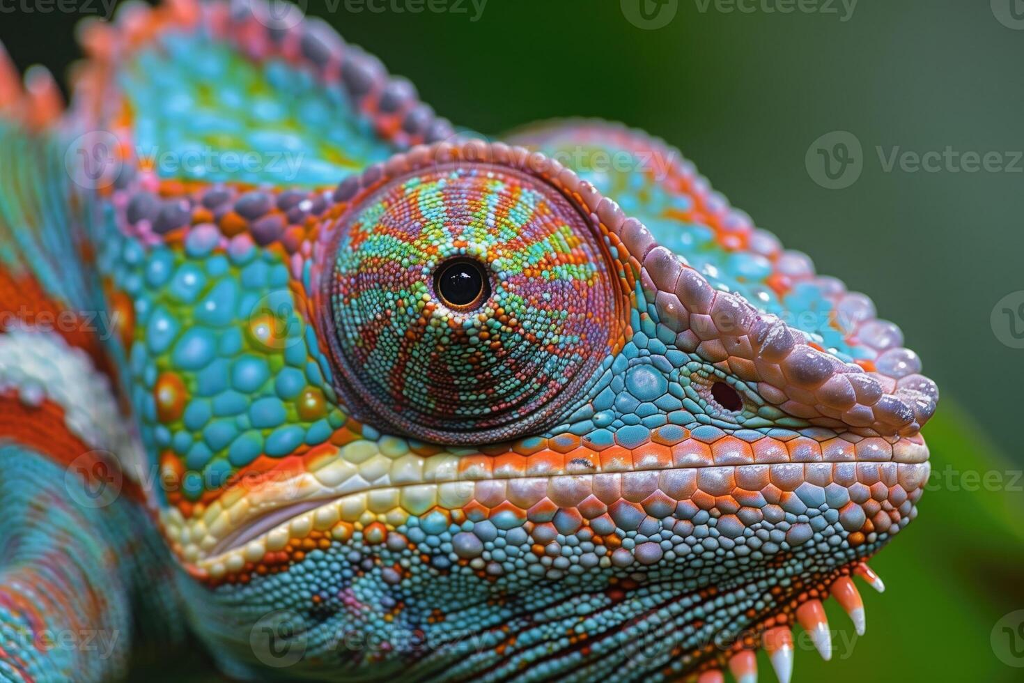 ai généré fermer portrait de coloré caméléon photo